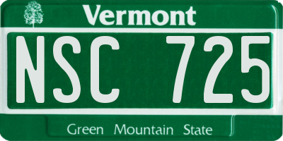 VT license plate NSC725