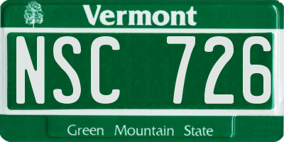 VT license plate NSC726
