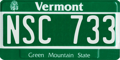 VT license plate NSC733
