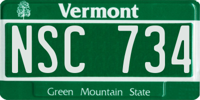 VT license plate NSC734