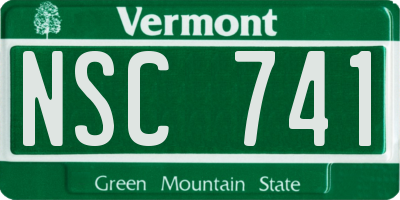 VT license plate NSC741