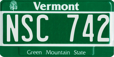 VT license plate NSC742