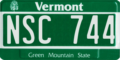 VT license plate NSC744