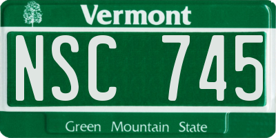 VT license plate NSC745