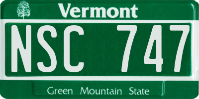 VT license plate NSC747