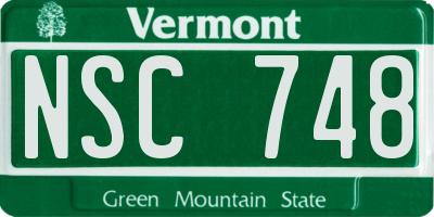 VT license plate NSC748