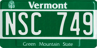VT license plate NSC749