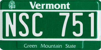 VT license plate NSC751