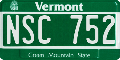 VT license plate NSC752