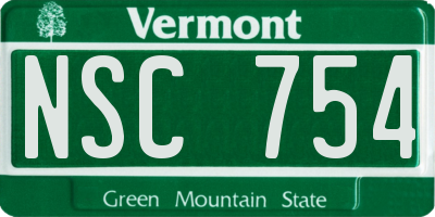 VT license plate NSC754