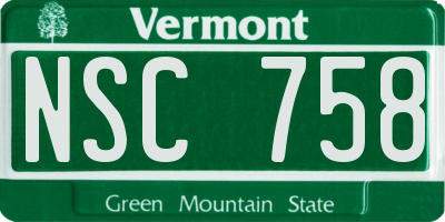 VT license plate NSC758