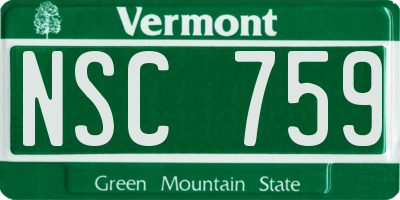 VT license plate NSC759