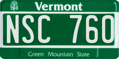 VT license plate NSC760