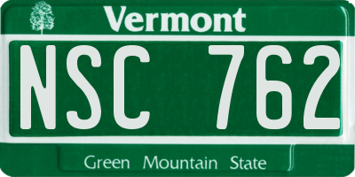 VT license plate NSC762
