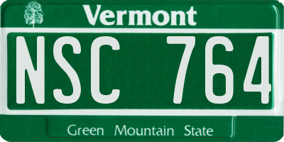 VT license plate NSC764