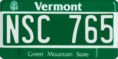 VT license plate NSC765