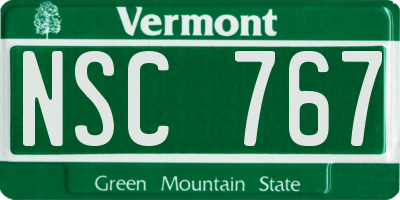 VT license plate NSC767