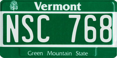 VT license plate NSC768