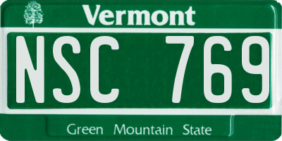 VT license plate NSC769