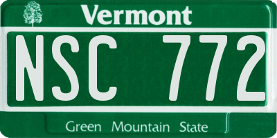 VT license plate NSC772