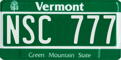 VT license plate NSC777