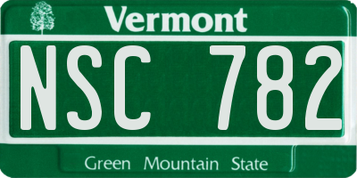 VT license plate NSC782