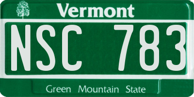VT license plate NSC783