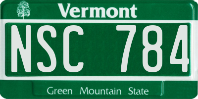 VT license plate NSC784