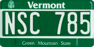 VT license plate NSC785