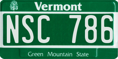 VT license plate NSC786
