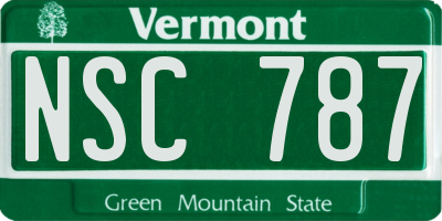 VT license plate NSC787