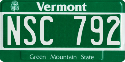 VT license plate NSC792