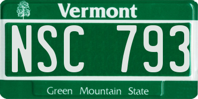 VT license plate NSC793