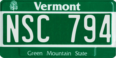 VT license plate NSC794