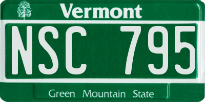 VT license plate NSC795