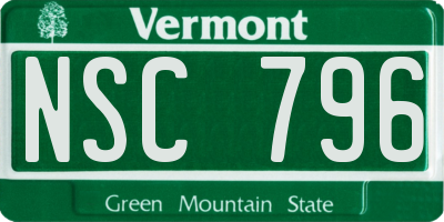 VT license plate NSC796