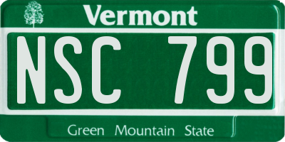 VT license plate NSC799