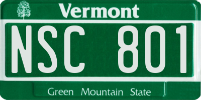 VT license plate NSC801