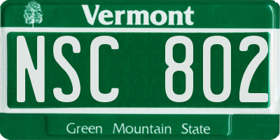 VT license plate NSC802