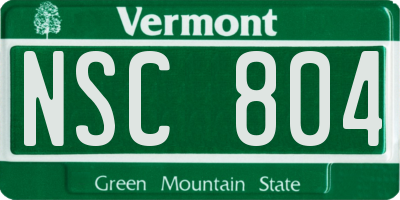 VT license plate NSC804