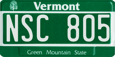 VT license plate NSC805