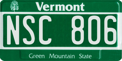 VT license plate NSC806