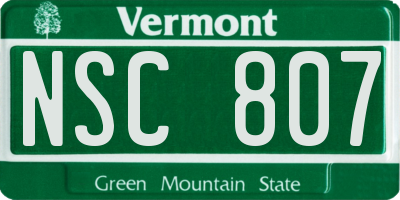 VT license plate NSC807