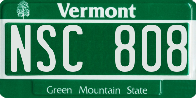 VT license plate NSC808
