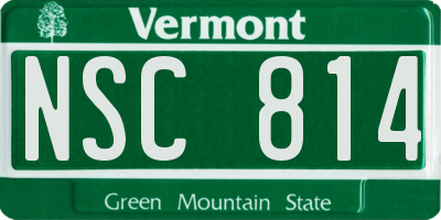 VT license plate NSC814