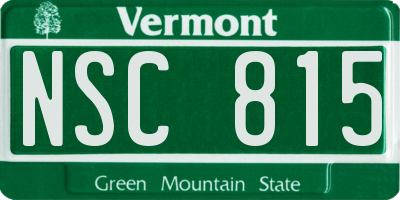 VT license plate NSC815