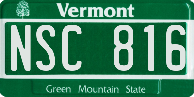 VT license plate NSC816