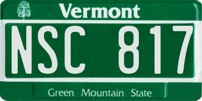 VT license plate NSC817