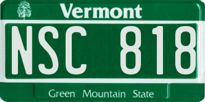 VT license plate NSC818