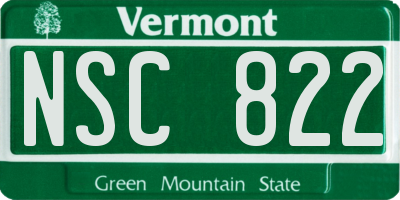 VT license plate NSC822